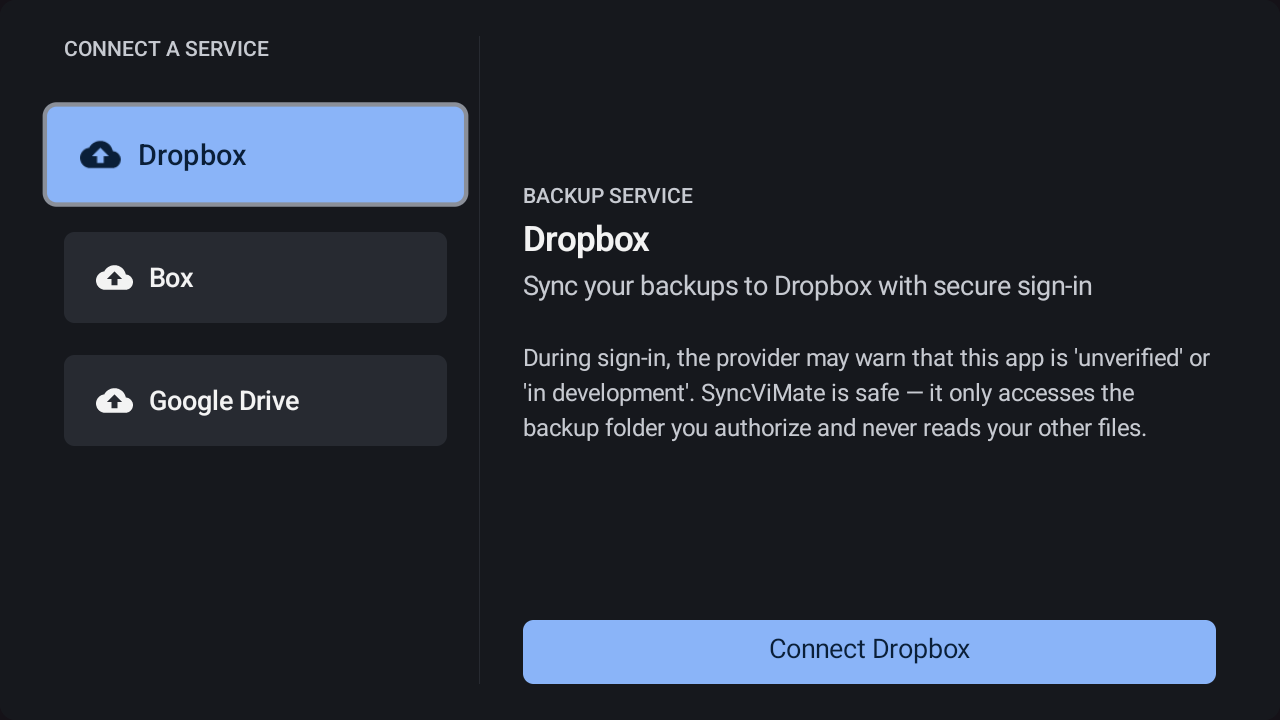Welcome - Select Backup Service